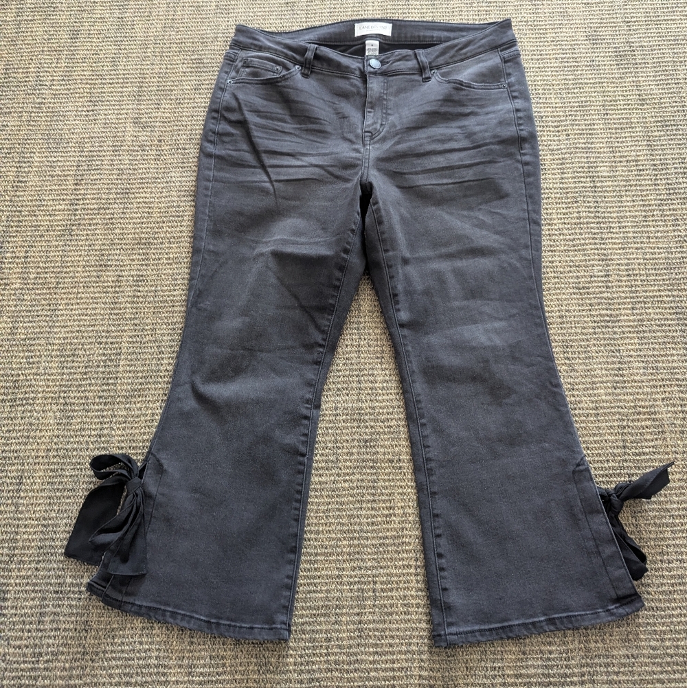 Lane Bryant Black Flare Jeans With Bow Details Size 16 Pre Owned